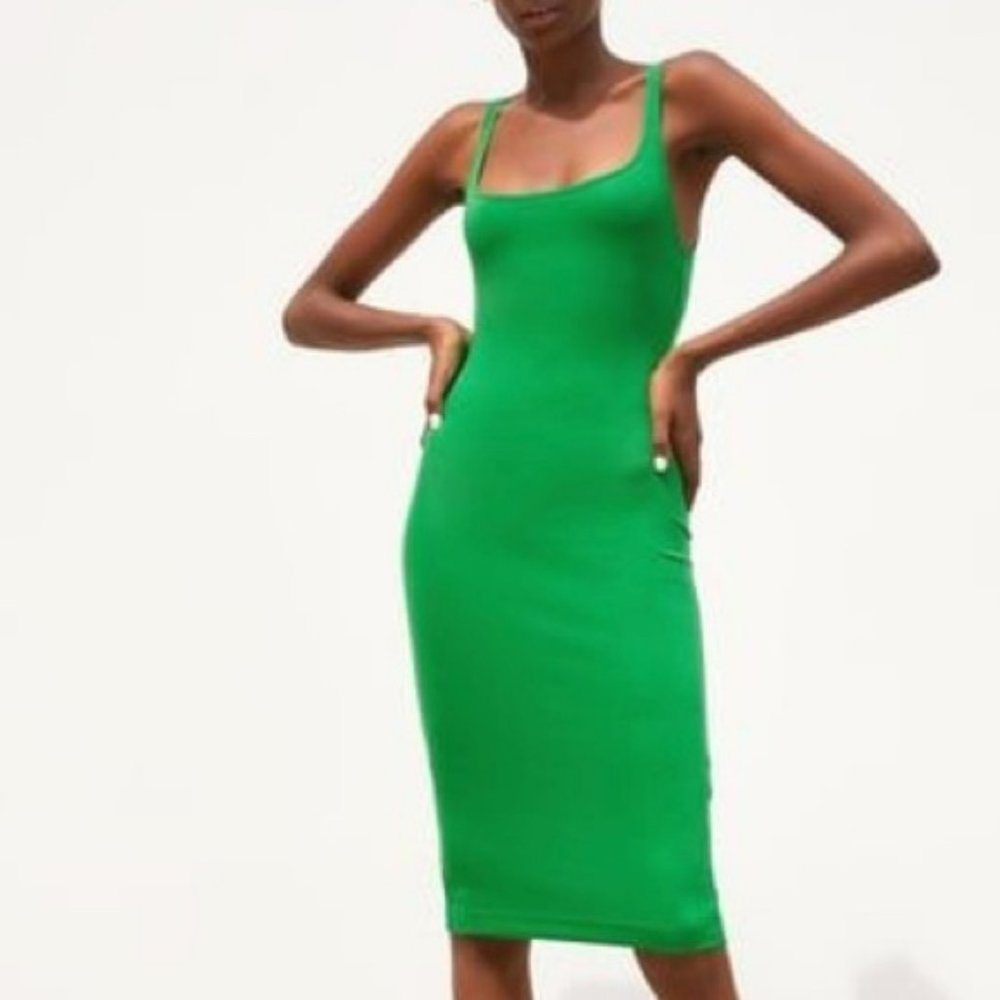 ZARA Join the Life Tank Dress Green